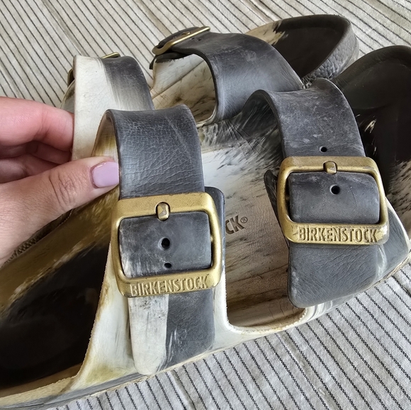 Birkenstock Arizona Sandals Tie Dye Slides Size 40 Double Buckle Metallic Color - Picture 4 of 7